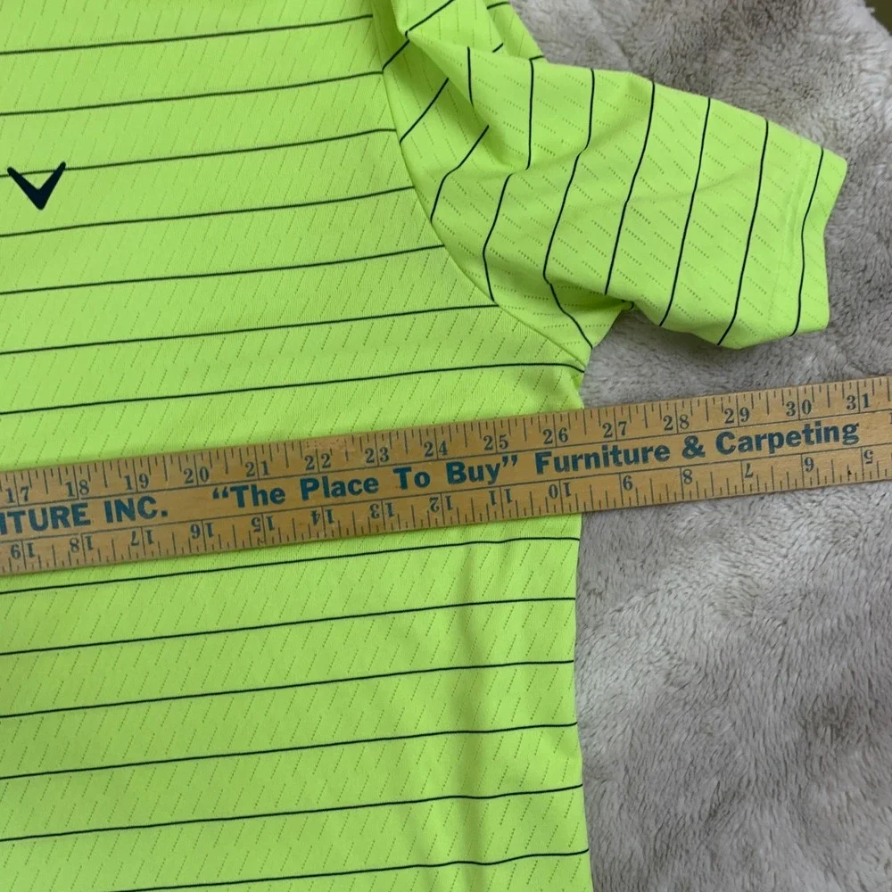 Callaway Opti-Dri Golf Polo Shirt Mens XL Neon Lime Green Black Striped SU26626 - Picture 4 of 8